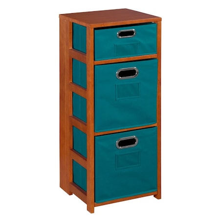 Regency Regency Flip Flop 34 in Square Folding Bookcase with Folding Fabric Bins- Cherry/Teal FFSQ3412CHTL